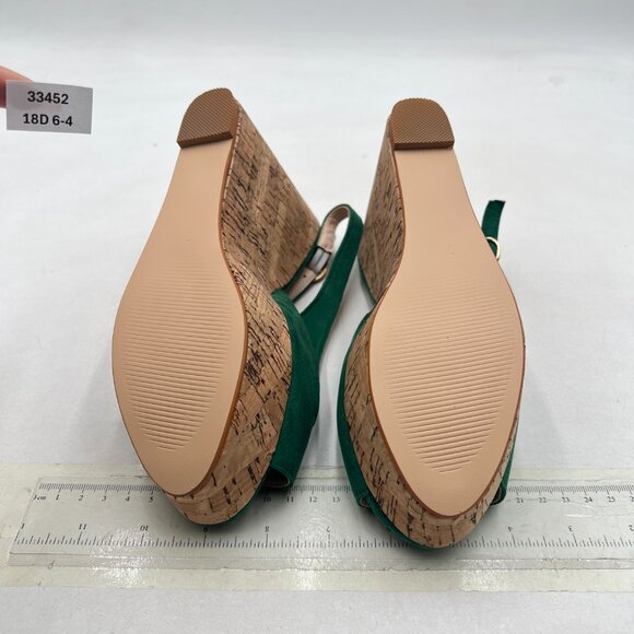 FOWT Green Peep Toe Slingback Platform Wedge High Heel Buckle Open Toe Sandals - Picture 7 of 8